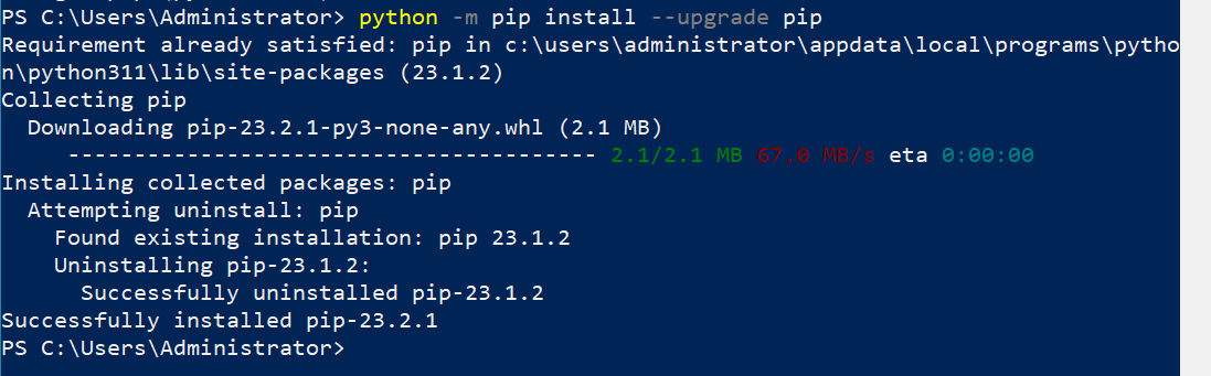 python -m pip install --upgrade pip