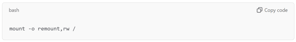 Remount the File System in Read or Write Mode