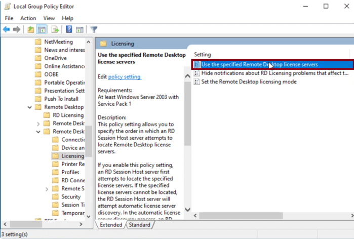 Remote desktop licence