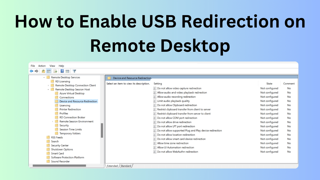 How to Enable USB Redirection on Remote Desktop